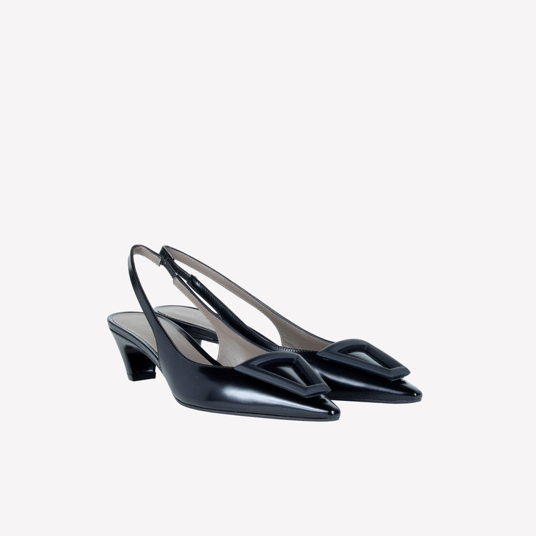 Roberto Festa SLINGBACK IN VITELLO SPAZZOLATO NERO CON FIBBIA GOMMATA DORIEN Prezzo Ridotto