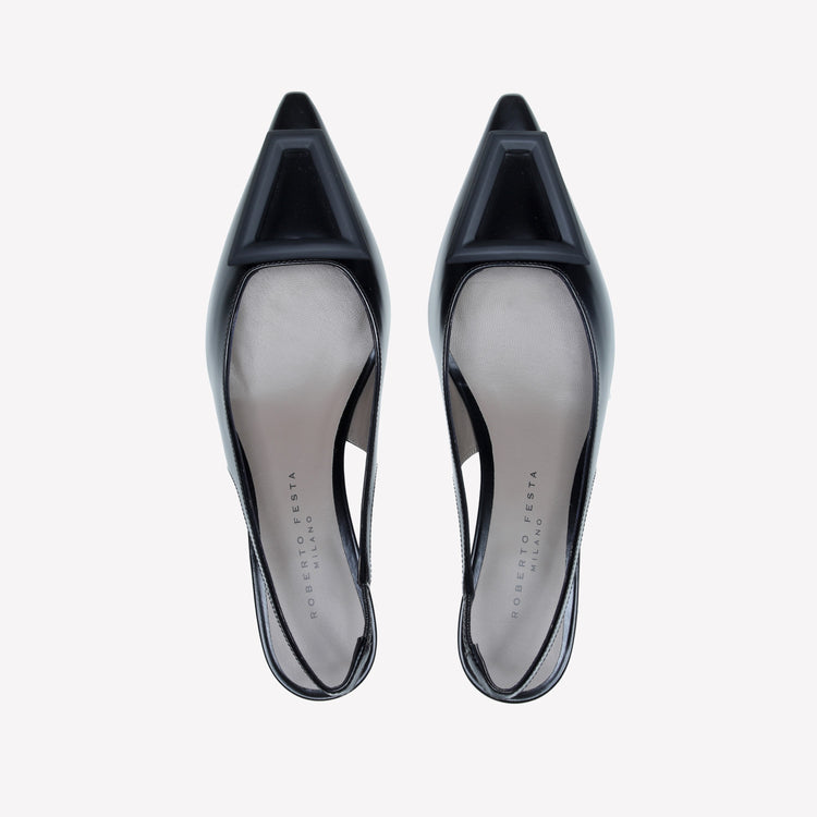Roberto Festa SLINGBACK IN VITELLO SPAZZOLATO NERO CON FIBBIA GOMMATA DORIEN Prezzo Ridotto