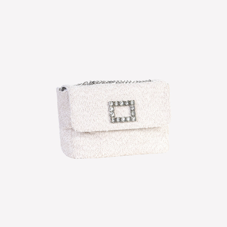 Roberto Festa BORSA A SPALLA IN BOUCLE CALCE CON ACCESSORIO STRASS TROPEA LUX Online