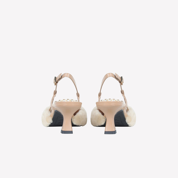 Roberto Festa SLINGBACK IN VISONE MIELE CON FIBBIA QUADRA CON CRISTALLI STEFI Saldi