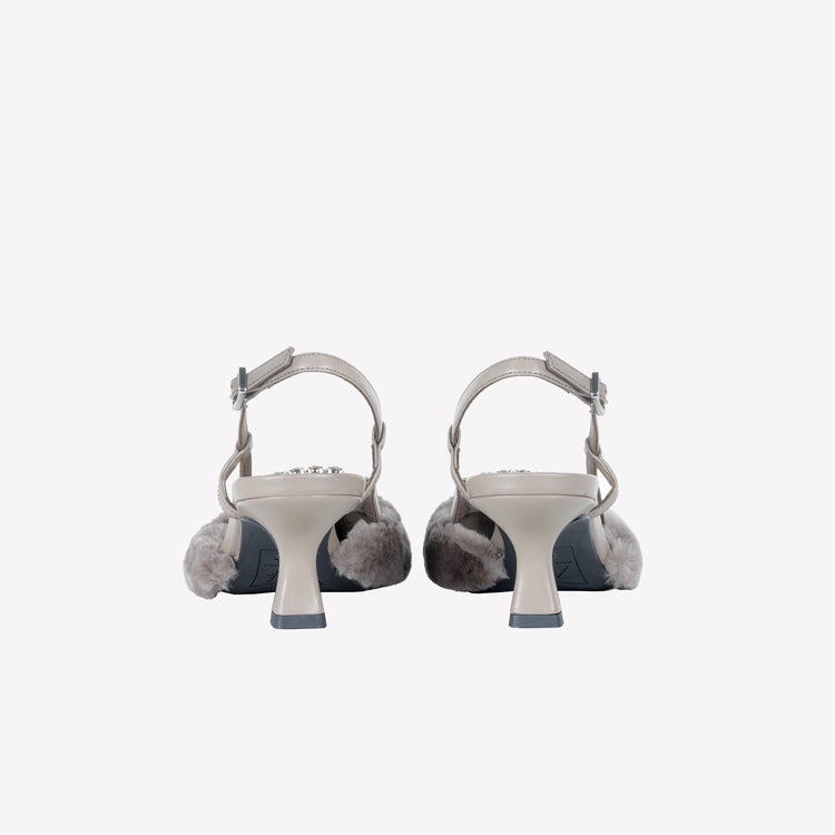 Roberto Festa SLINGBACK IN VISONE NUTRIA CON FIBBIA QUADRA CON CRISTALLI STEFI Offerte
