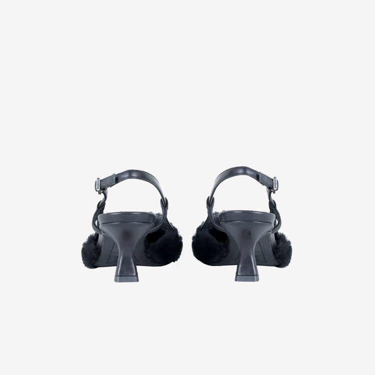 Roberto Festa SLINGBACK IN VISONE NERO CON FIBBIA QUADRA CON CRISTALLI STEFI Hotsell