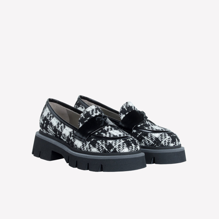Roberto Festa MOCASSINO IN TWEED CON ACCESSORIO GOMMATO LOGO OFRA Qualità Garantita
