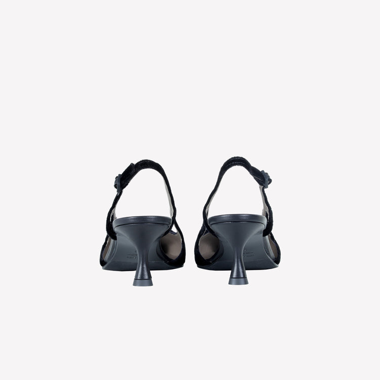 Roberto Festa SLINGBACK IN VELLUTO CON FIBBIA CRISTALLI BAGUETTE ATENA Prezzo Ridotto