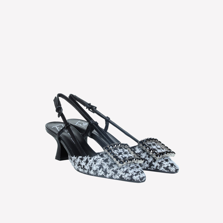 Roberto Festa slingback in poule nero e accessorio strass stefy Novità