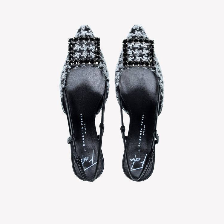 Roberto Festa slingback in poule nero e accessorio strass stefy Novità