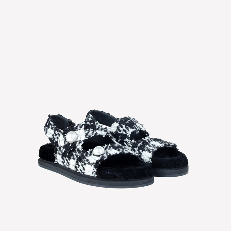 Roberto Festa SANDALO IN TWEED CON ACCESSORIO PERLA COLLIN Online