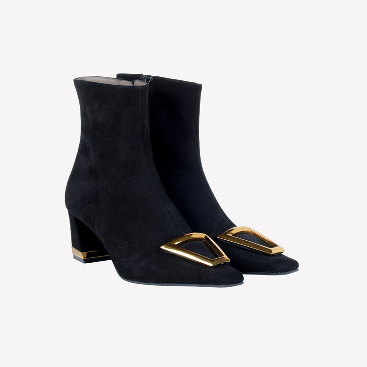 Roberto Festa ANKLE BOOT IN CAMOSCIO CON DETTAGLIO METALLICO COLOR ORO AMBRATO RISAS Vendita Economica