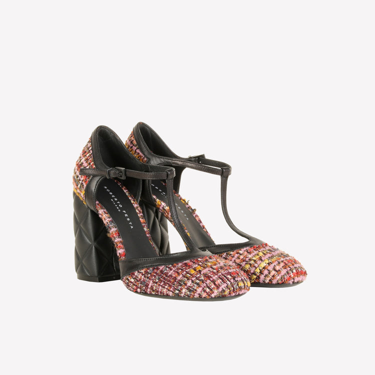 Roberto Festa DÉCOLLETÉ T-STRAP IN BOUCLÉ MULTICOLOR OLIMPYA Promozione Limitata