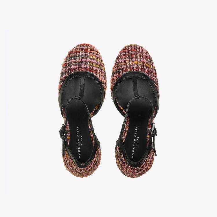 Roberto Festa DÉCOLLETÉ T-STRAP IN BOUCLÉ MULTICOLOR OLIMPYA Promozione Limitata