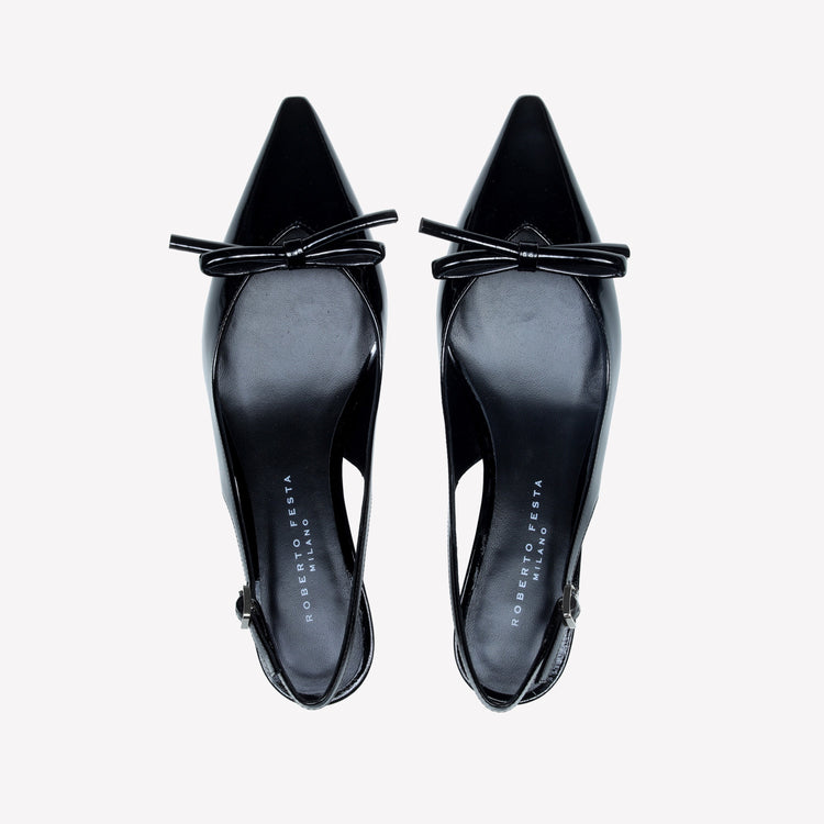 Roberto Festa SLINGBACK IN VERNICE NERA CON FIOCCHETTO SENYA Affare Del Giorno