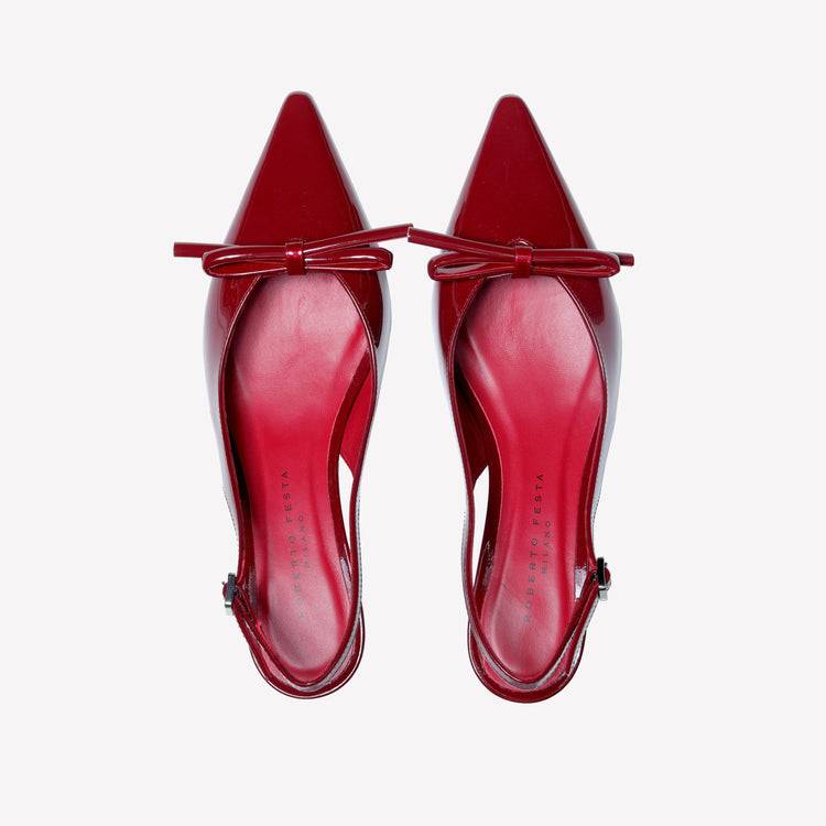 Roberto Festa SLINGBACK IN VERNICE ROSSA CON FIOCCHETTO SENYA Prezzo Ridotto