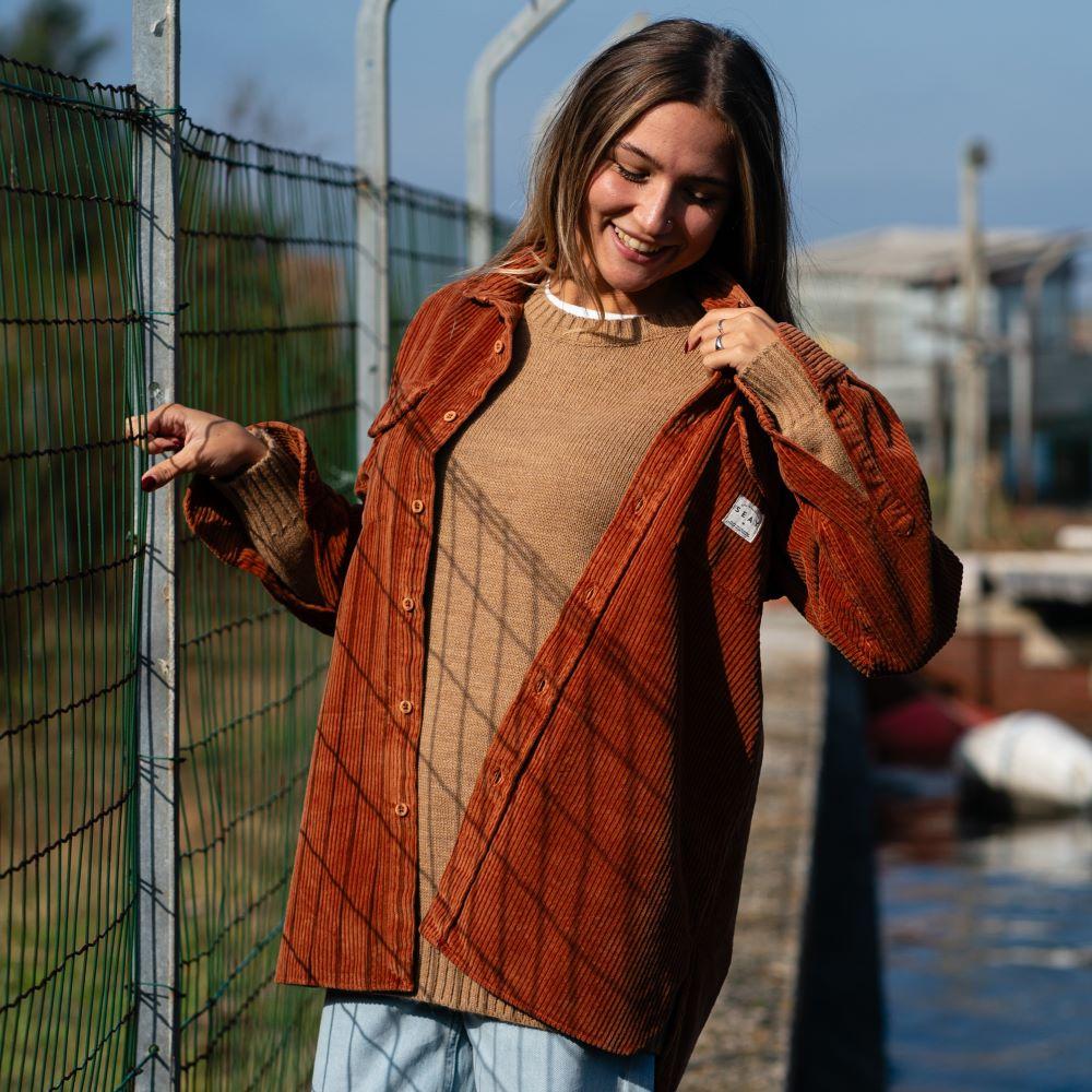 Seay / Camicia in Velluto a Coste Biscotto Delavé Sconto