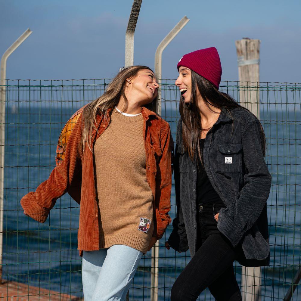 Seay / Camicia in Velluto a Coste Nera Delavé Outlet