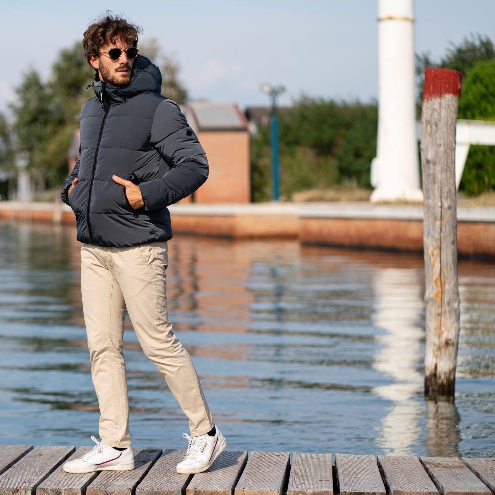 Seay / Piumino Grigio Ferro con Cappuccio Vendite Flash