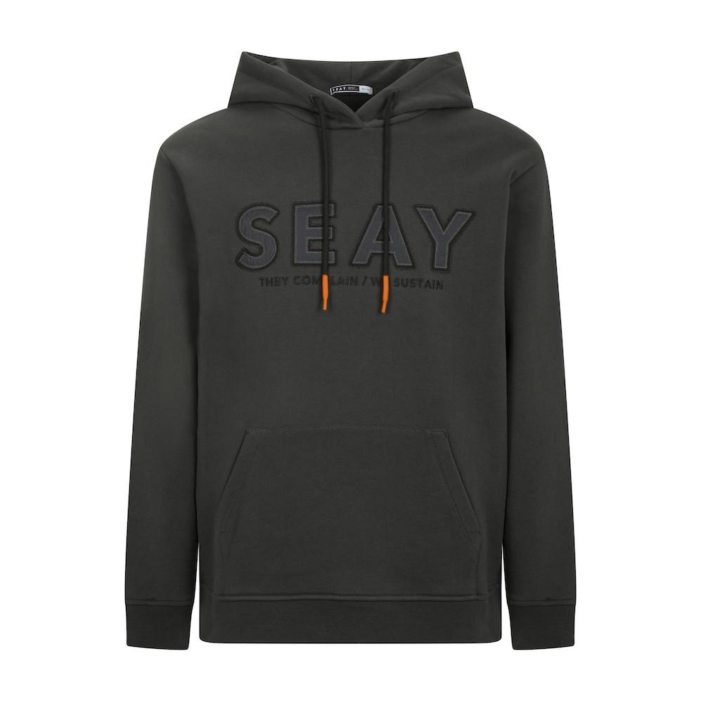 Seay / Felpa con Cappuccio Nera Delavé In Linea