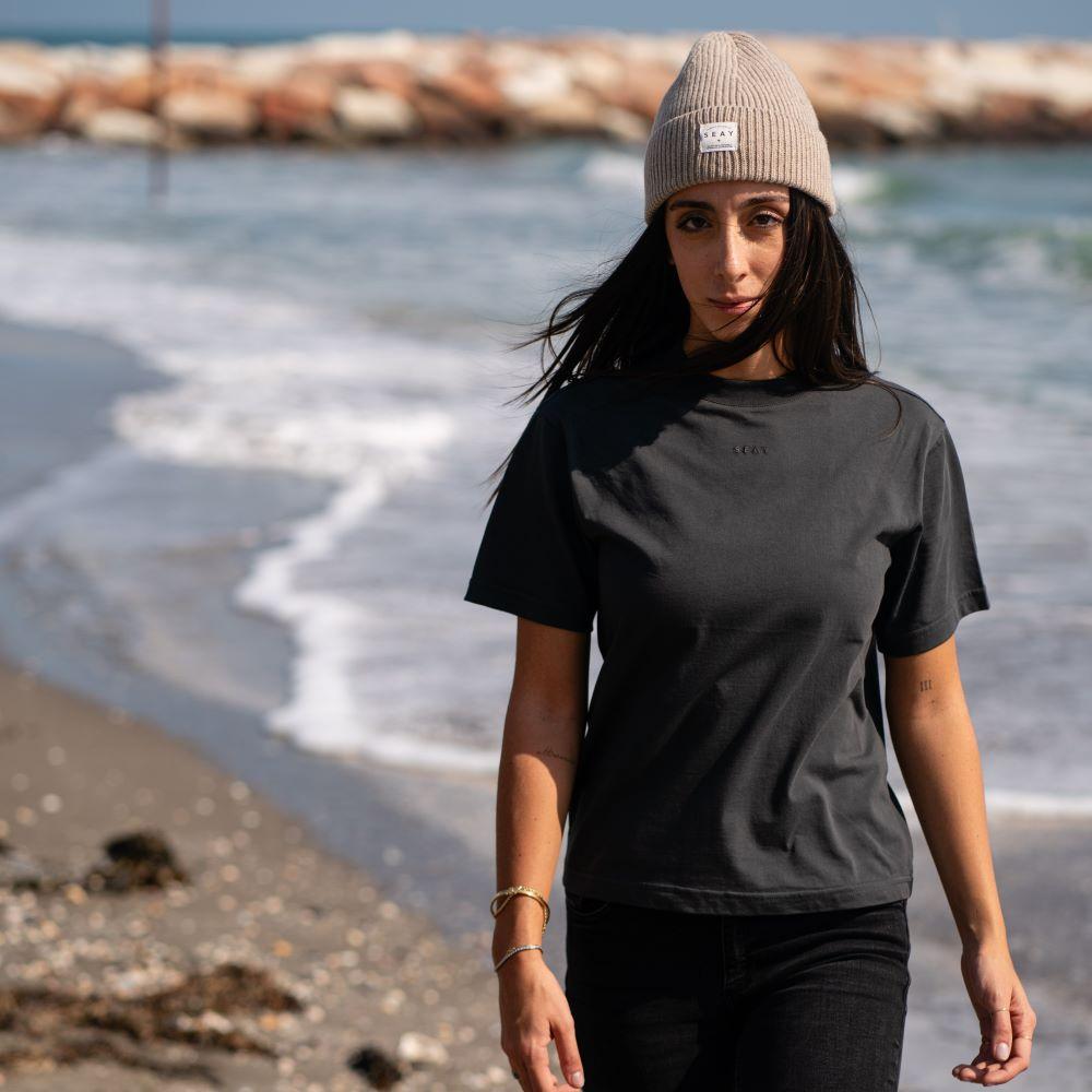 Seay / T-shirt Nera Delavé Prezzo Ridotto