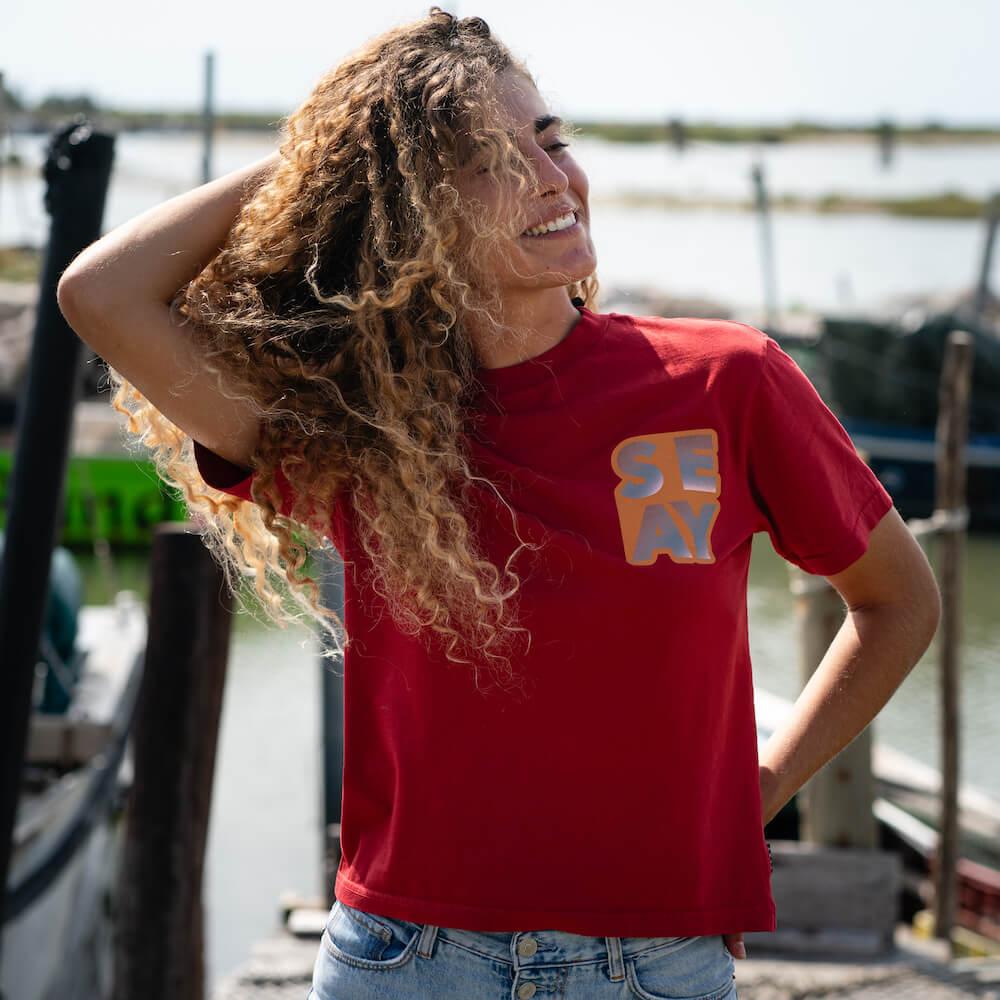 Seay / T-Shirt Loose Fit Rossa Offerta