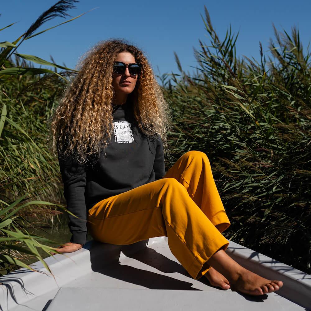 Seay / Pantalone Lungo Cargo in Felpa Ocra Lizard Economico