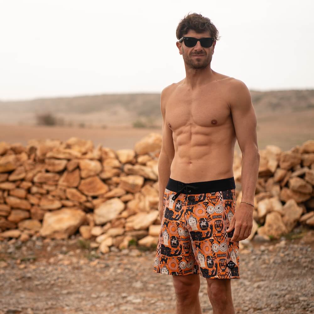 Seay / Boardshort Arancione Stampa Etrusca by Hazkj Negozio