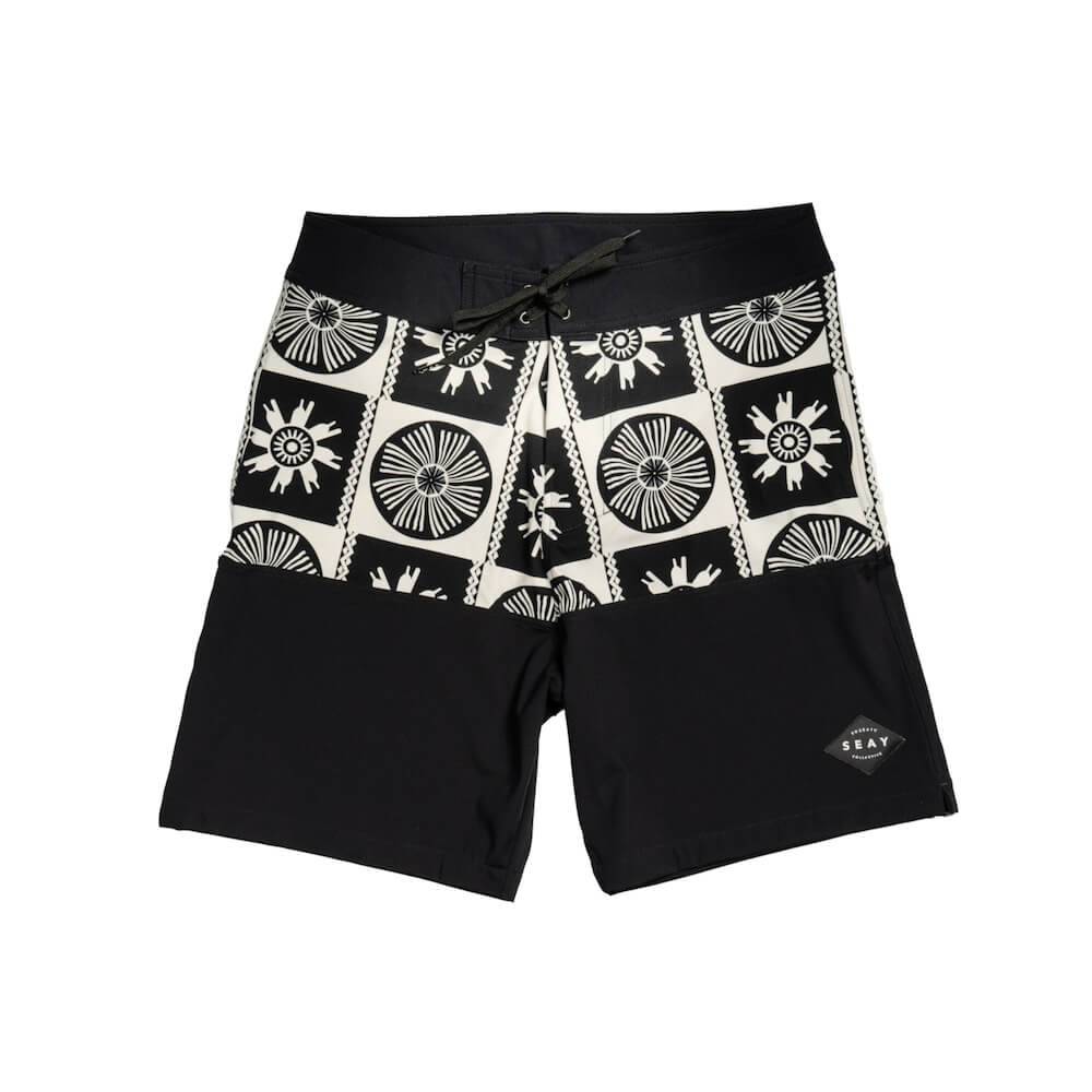 Seay / Boardshort Bianco Nero Symbols Sostegno trimestrale