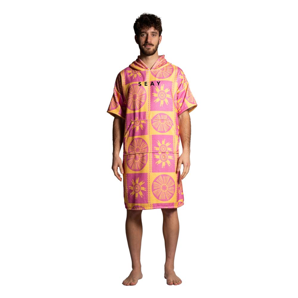 Seay / After Session Poncho Rosa Giallo Symbols Sottocosto