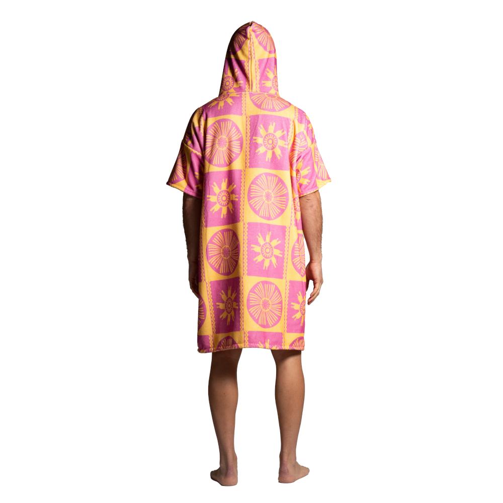 Seay / After Session Poncho Rosa Giallo Symbols Sottocosto