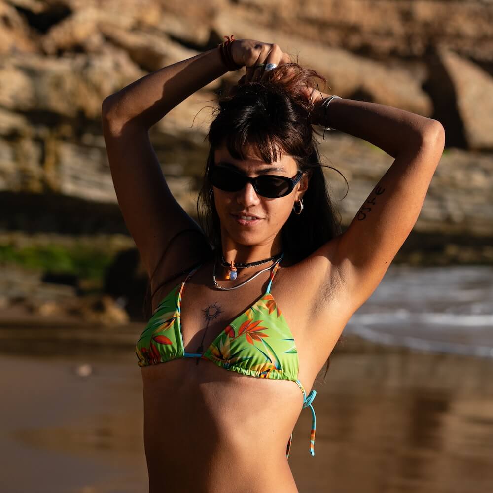 Seay / Triangolo Bikini Reversibile Azzurro Verde Bird of Paradise Outlet