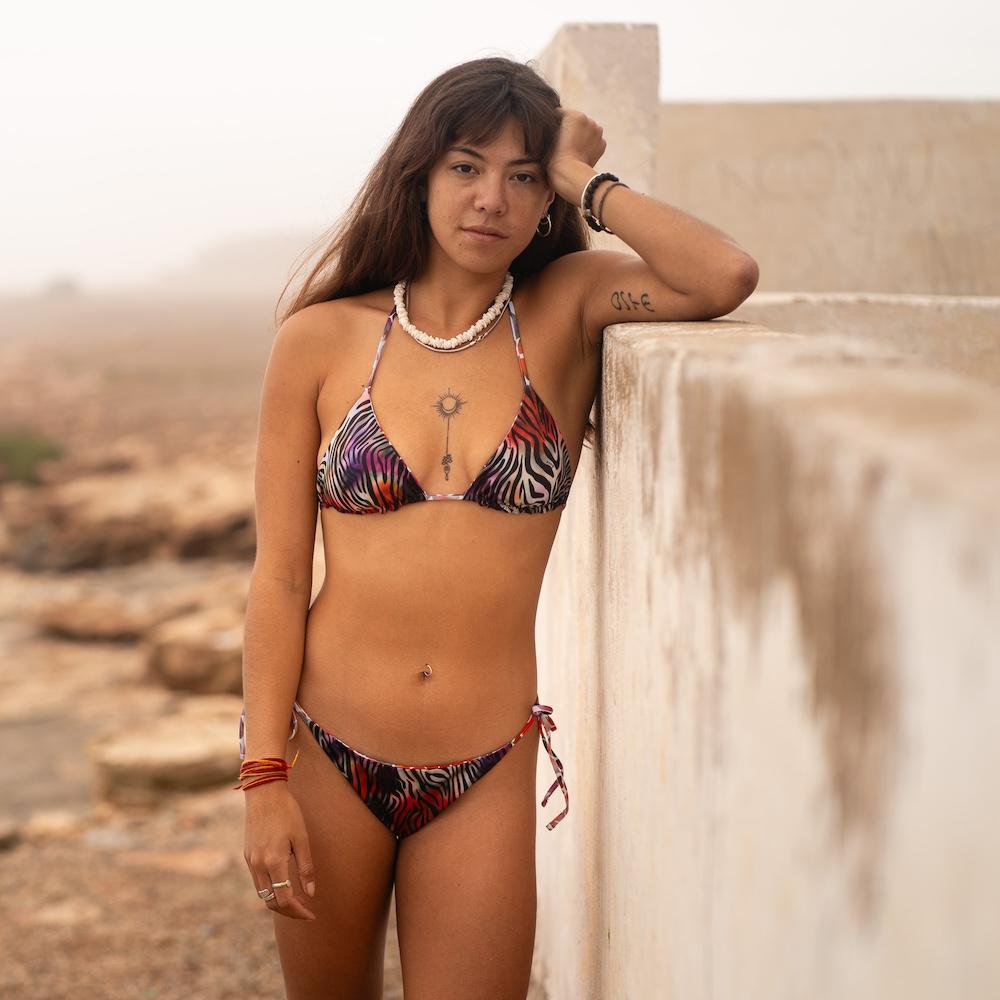 Seay / Triangolo Bikini Reversibile Nero Zebra & Giraffa In Vendita