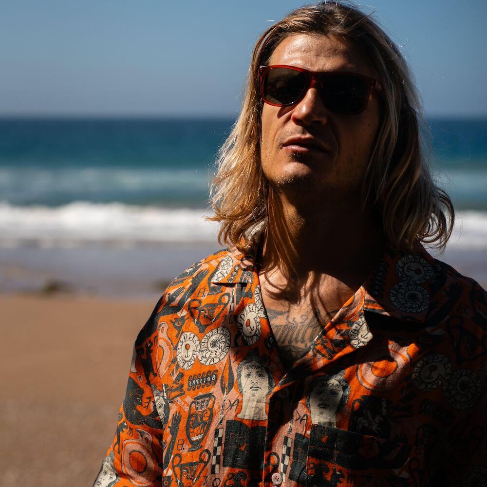 Seay / Camicia Hawaiana Arancione Stampa Etrusca by Hazkj 2025