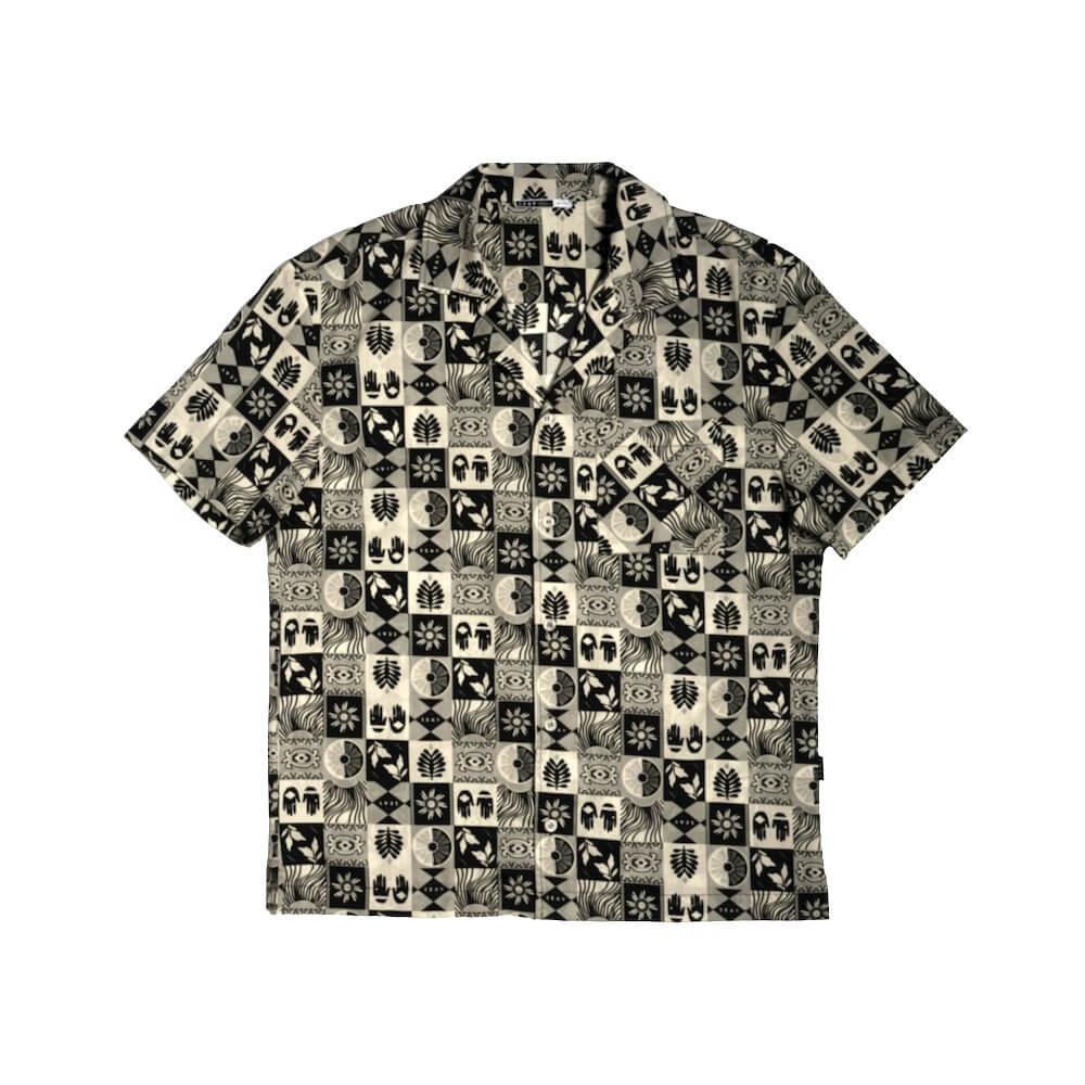 Seay / Camicia Hawaiana Grigia Nera Symbols In Linea