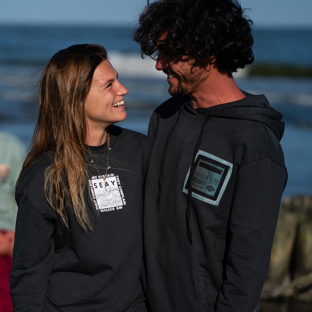 Seay / Felpa con Cappuccio Nera Siargao Offerta