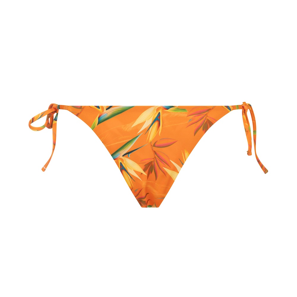 Seay / Slip Bikini Reversibile con Laccetti Nero Arancione Bird of Paradise Vendita Economica