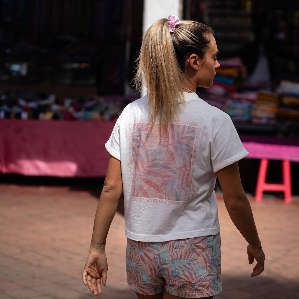Seay / Crop T-Shirt Bianca Bamboo Moda