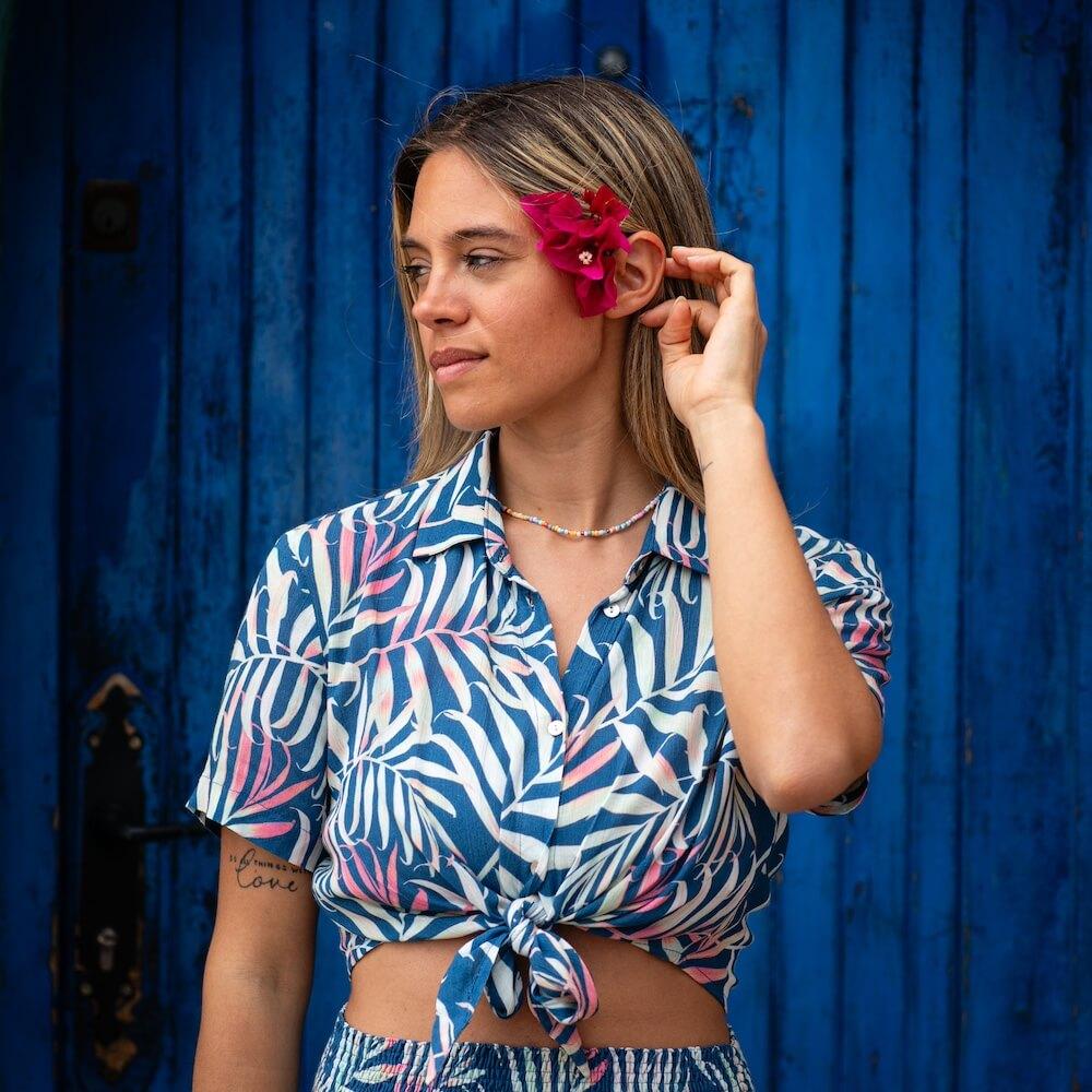 Seay / Camicia Crop Blu Bamboo Italia