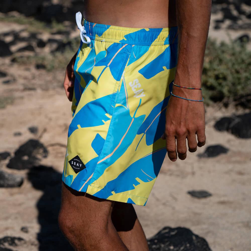 Seay / Swim Boxer Medio Giallo Blu Foglie Banano Promozione Limitata