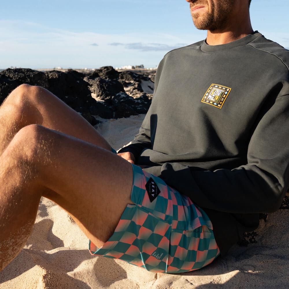 Seay / Swim Boxer Medio Quadri Verde Rosa Akau Fino Al -60%