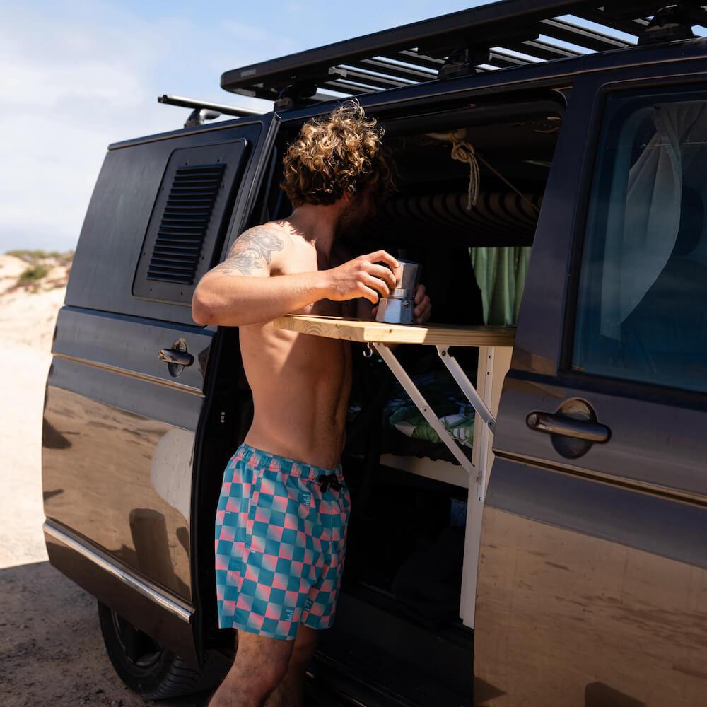 Seay / Swim Boxer Medio Quadri Verde Rosa Akau Fino Al -60%