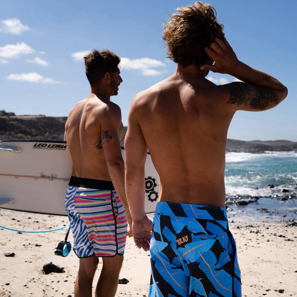 Seay / Boardshort Nero Blu Foglie Banano Alapai Hotsell
