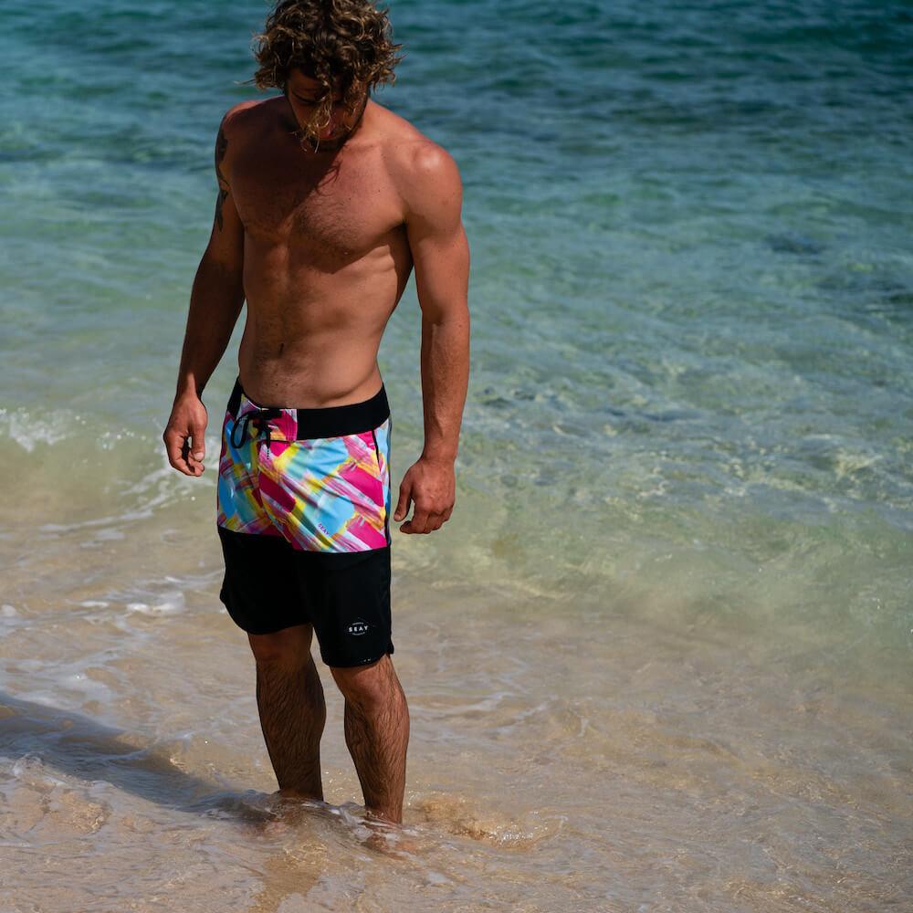 Seay / Boardshort Fucsia & Blu Alapai Vendita Calda