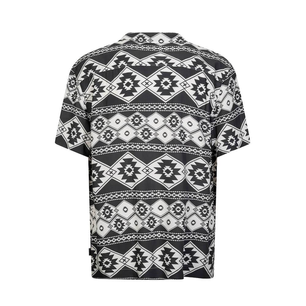 Seay / Camicia Hawaiana Bianco Nera Stampa Nativa Qualità