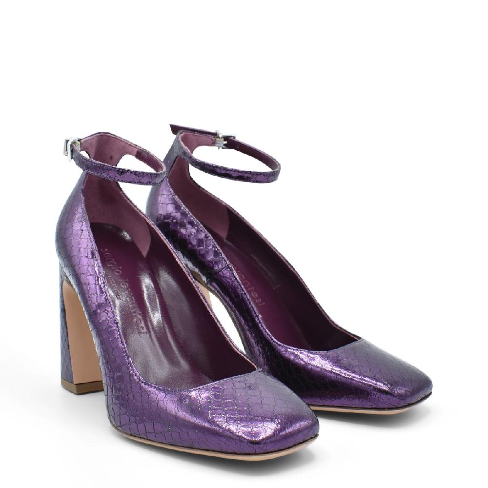 Sergio Levantesi Vergy Violet. Décolleté in pelle effetto rettile con cinturino Convenienza