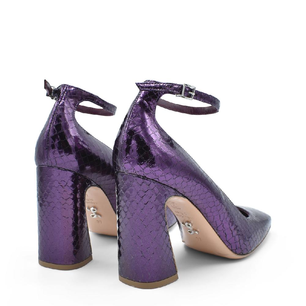 Sergio Levantesi Vergy Violet. Décolleté in pelle effetto rettile con cinturino Convenienza