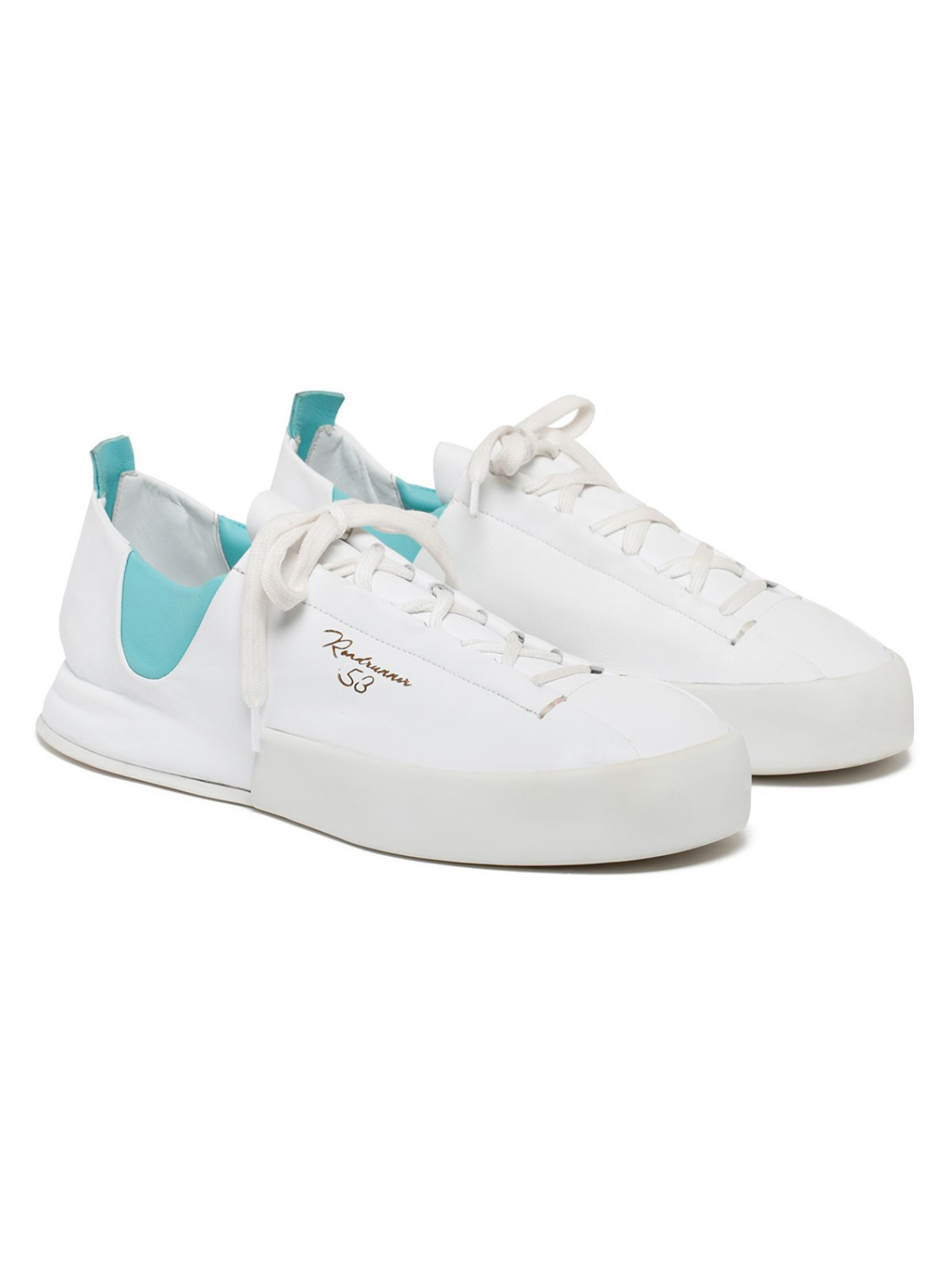 Silvano Sassetti Sneakers Jegher bianche e acquamarina Sconto