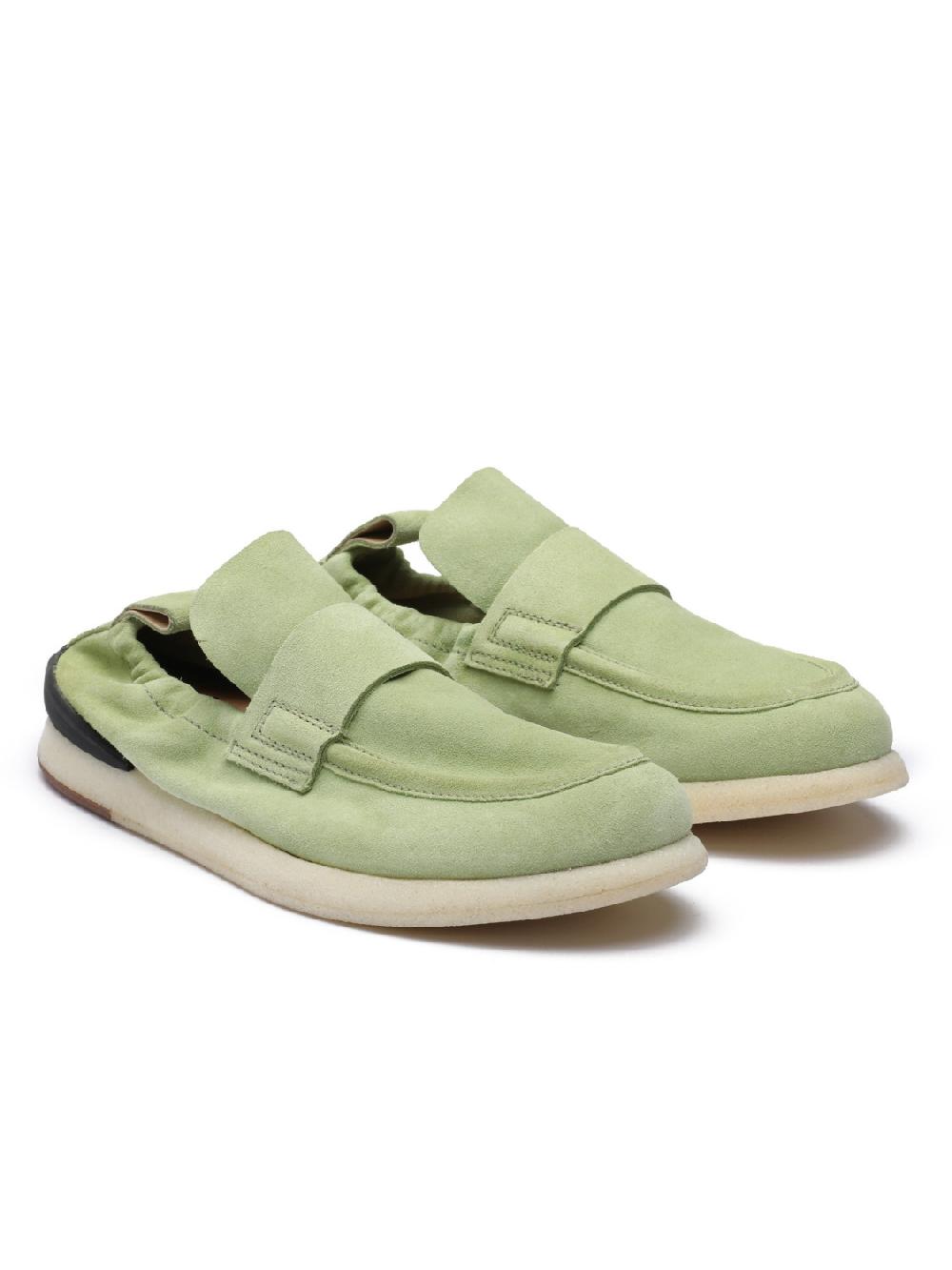 Silvano Sassetti Mocassini in suede verde chiaro Saldi Di Fabbrica