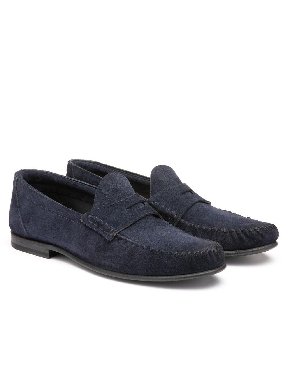 Silvano Sassetti Mocassini Penny in suede navy Promozione