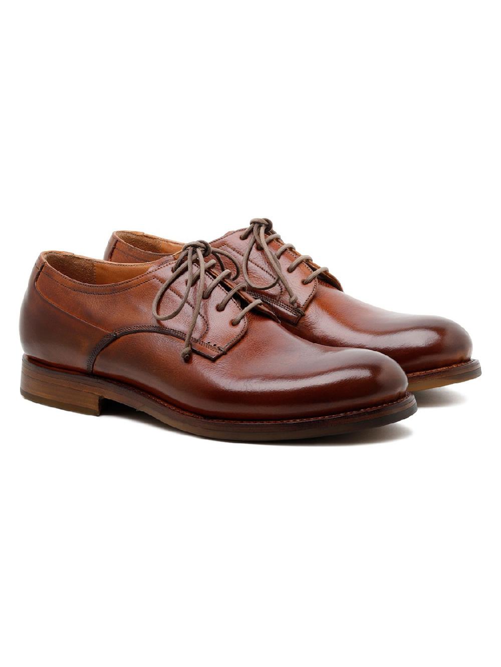Silvano Sassetti Scarpe Derby Zurigo in pelle color brandy Nuova