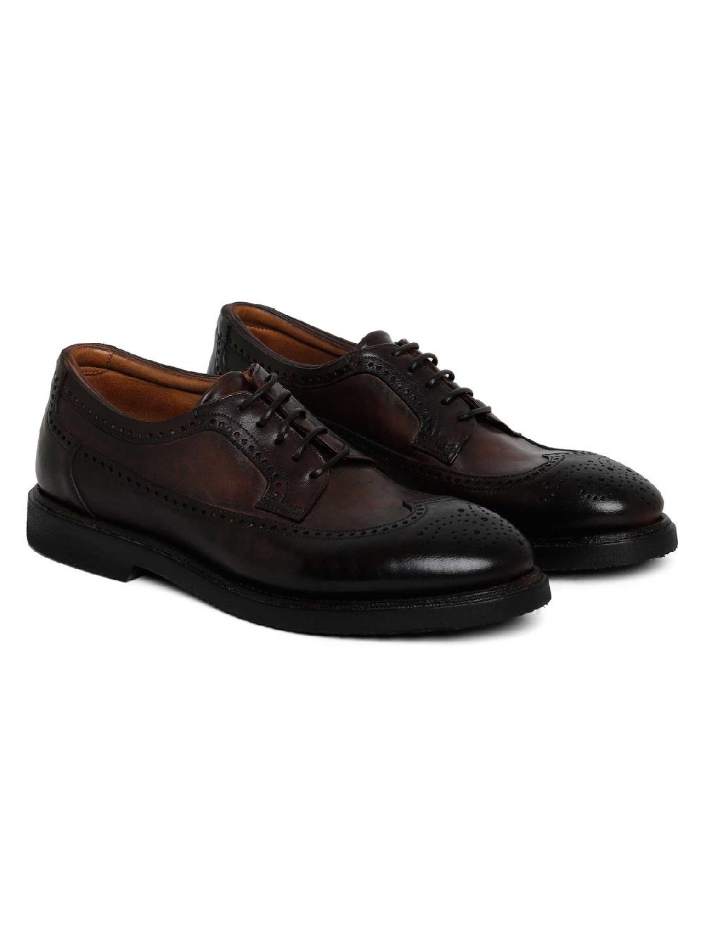 Silvano Sassetti Scarpe Derby in pelle marrone scuro Promozione Limitata