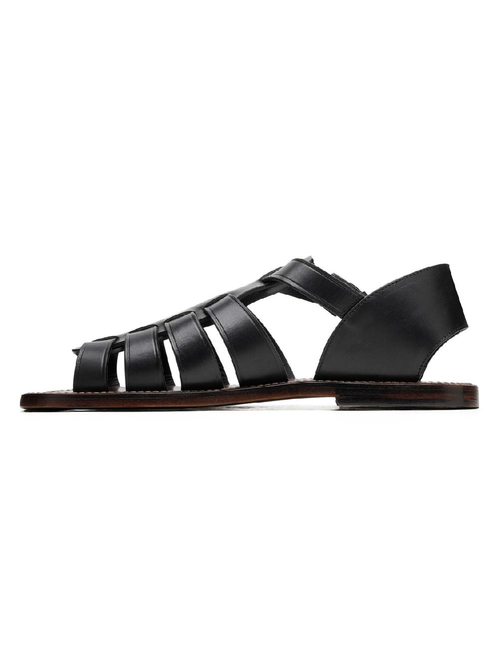 Silvano Sassetti Sandali Gladiator in pelle nera Sottocosto