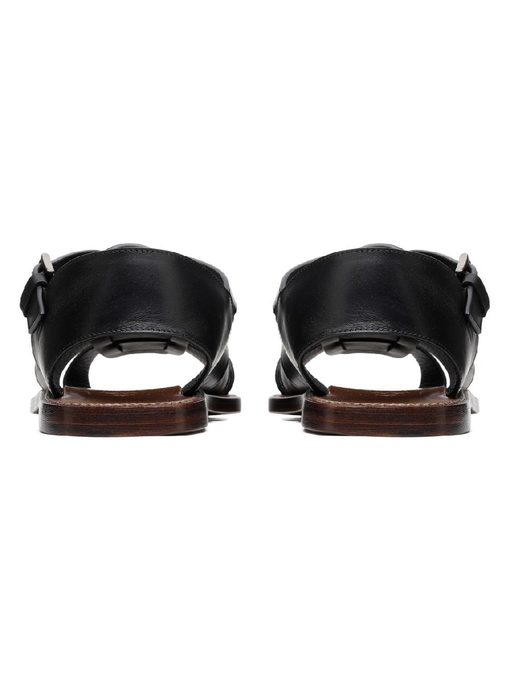 Silvano Sassetti Sandali Gladiator in pelle nera Sottocosto